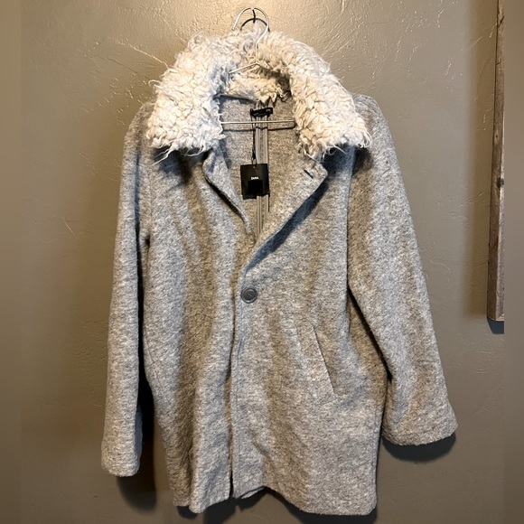 NWT Zara Faux Shearling collar sweater coat - Picture 3 of 7